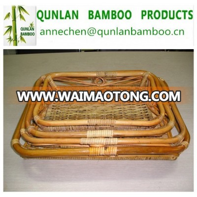 Natural color bamboo folding apple basket with 4 tier